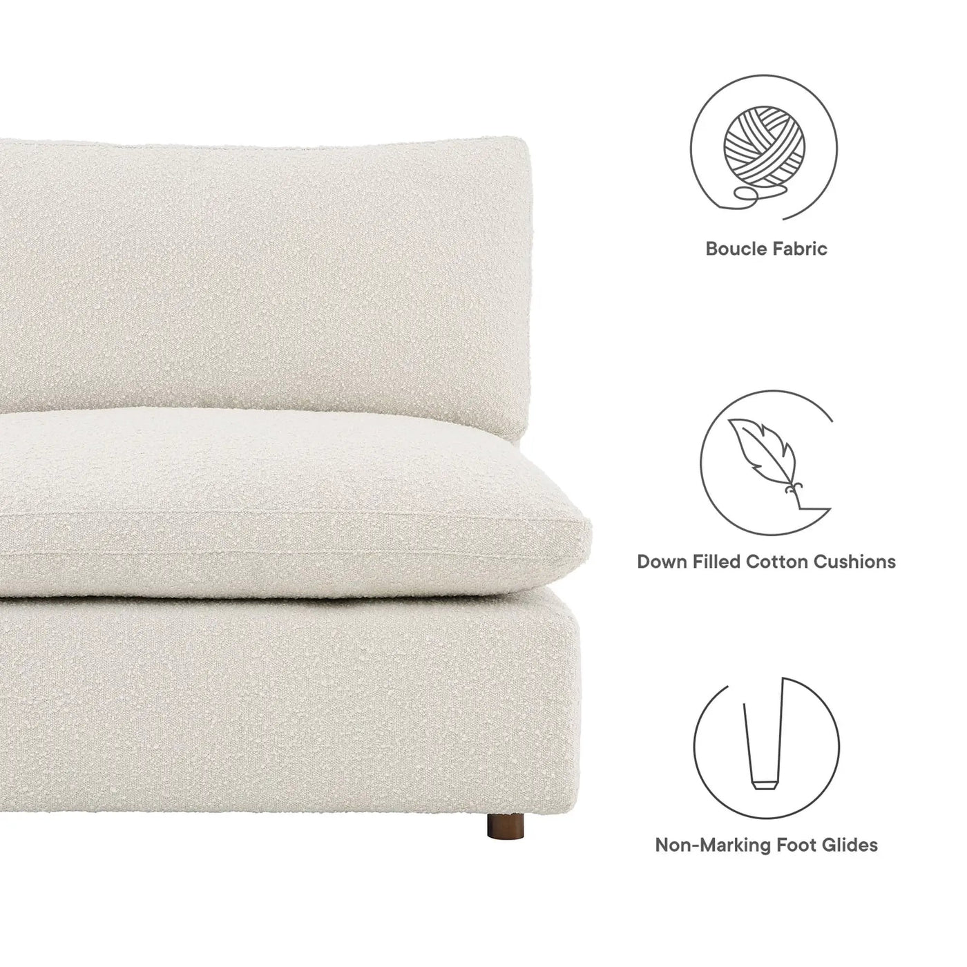 Commix Down Filled Overstuffed Boucle Fabric Armless Chair by Modway by HouseOfZazla
