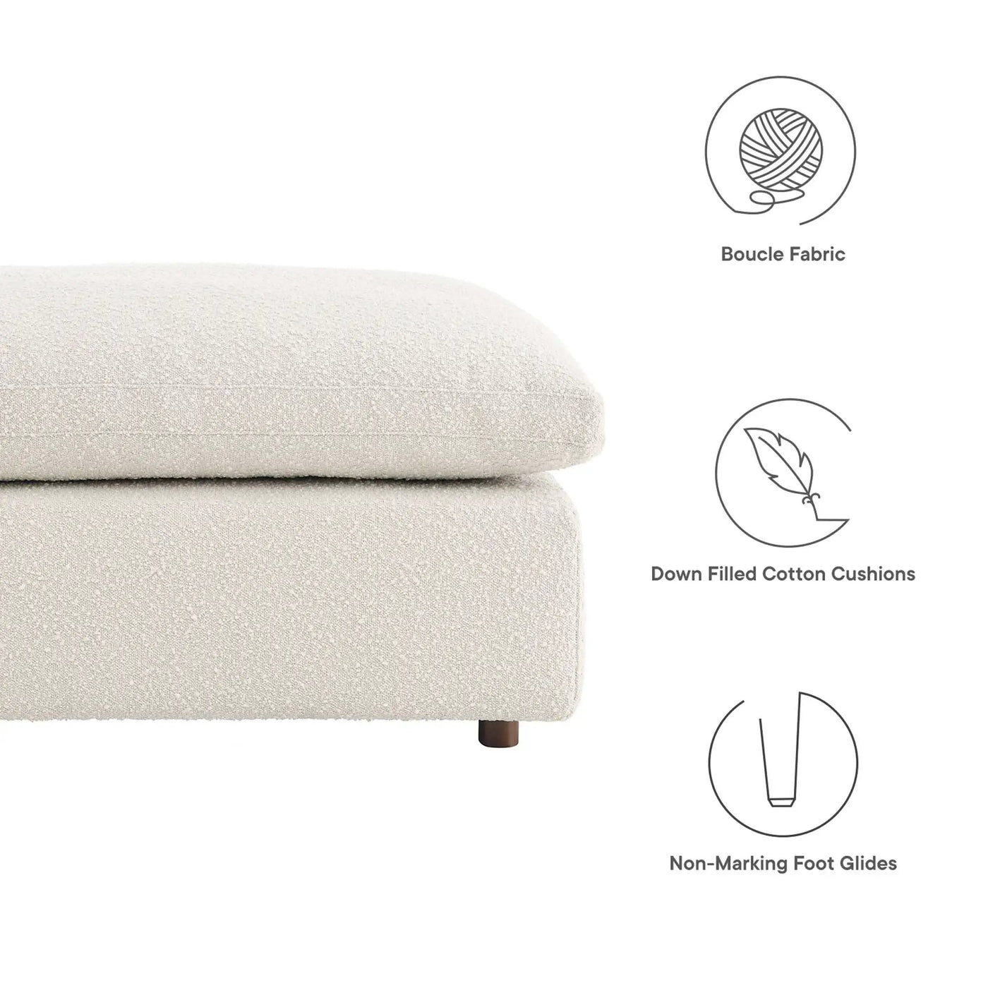 Commix Down Filled Overstuffed Boucle Fabric Ottoman by Modway by HouseOfZazla