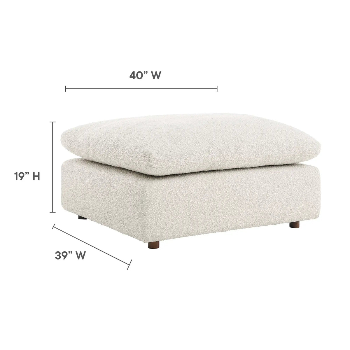 Commix Down Filled Overstuffed Boucle Fabric Ottoman by Modway by HouseOfZazla