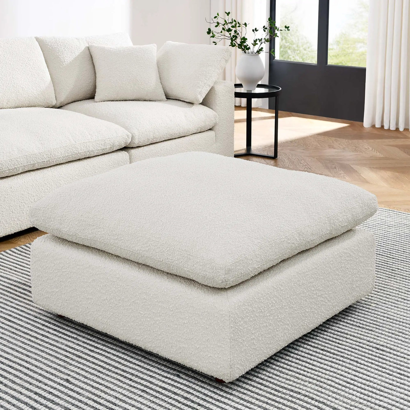 Commix Down Filled Overstuffed Boucle Fabric Ottoman by Modway by HouseOfZazla