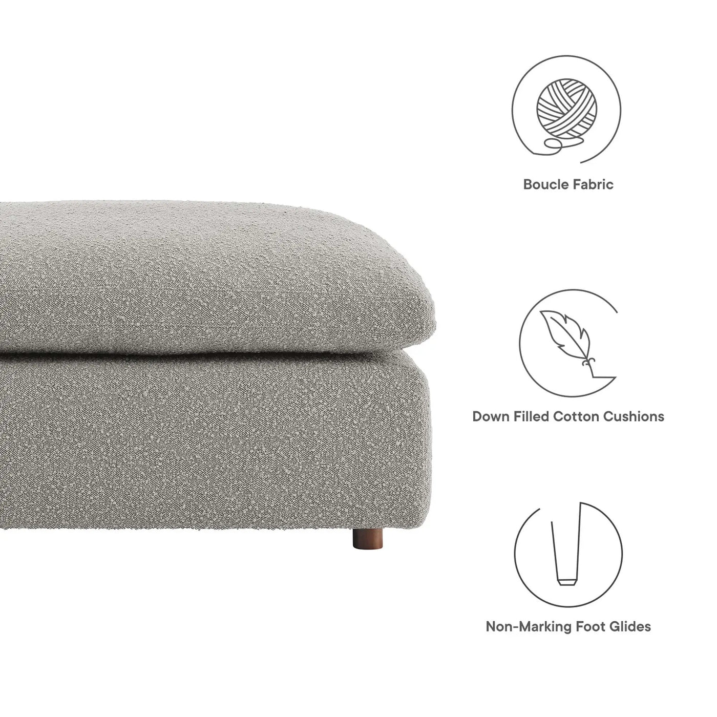 Commix Down Filled Overstuffed Boucle Fabric Ottoman by Modway by HouseOfZazla