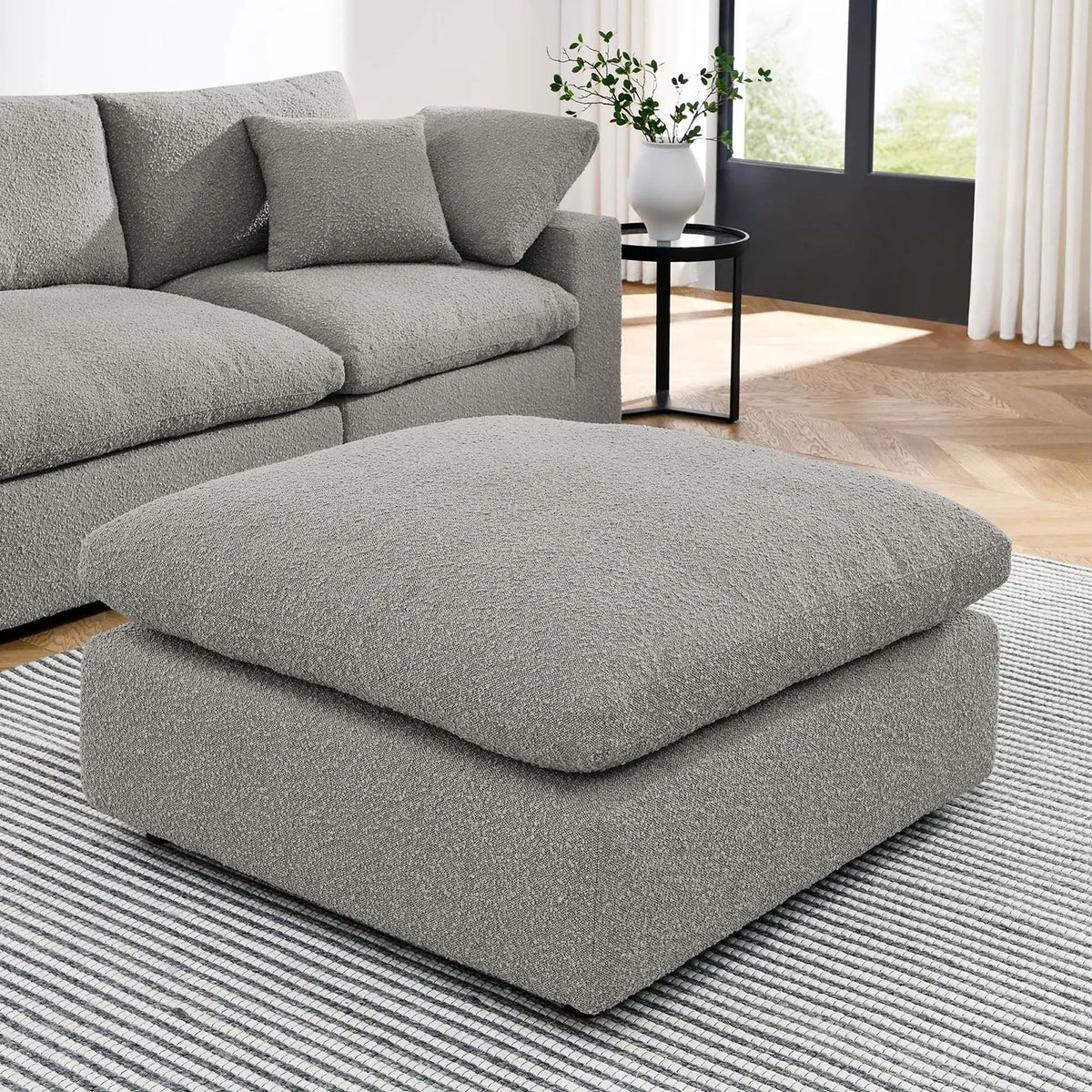 Commix Down Filled Overstuffed Boucle Fabric Ottoman by Modway by HouseOfZazla