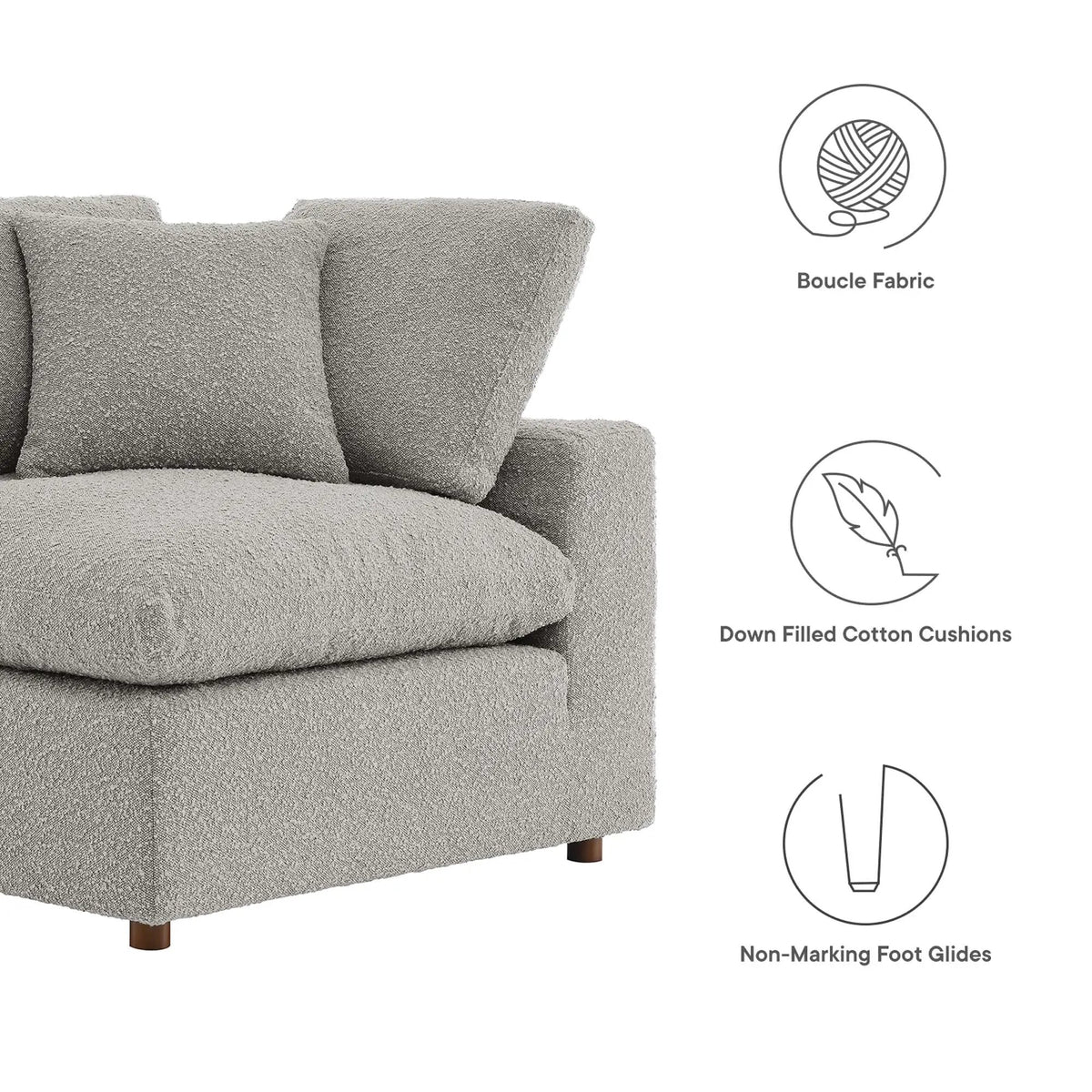 Commix Down Filled Overstuffed Boucle Fabric Corner Chair by Modway by HouseOfZazla