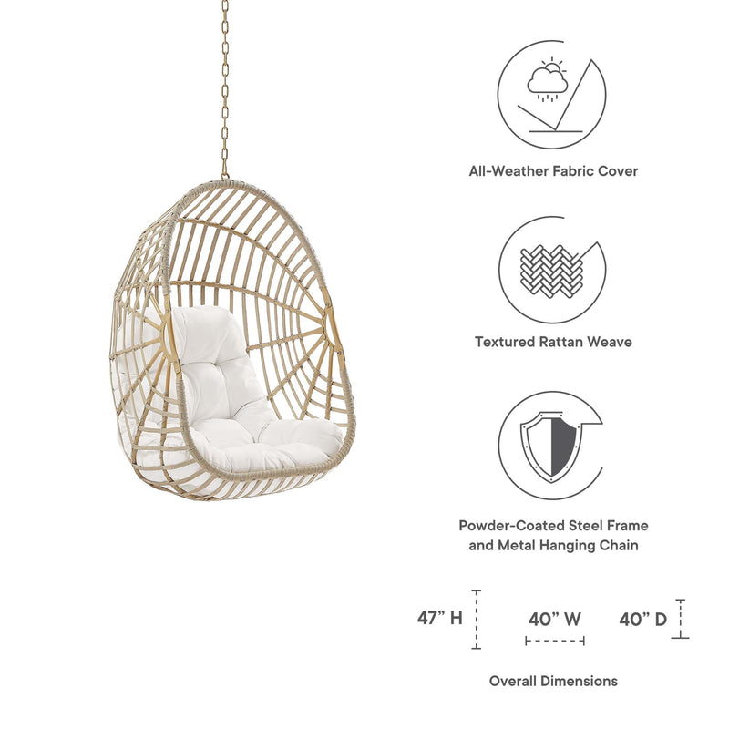 Amalie Wicker Rattan Outdoor Patio Rattan Swing Chair without Stand by Modway, photo 2 of 8