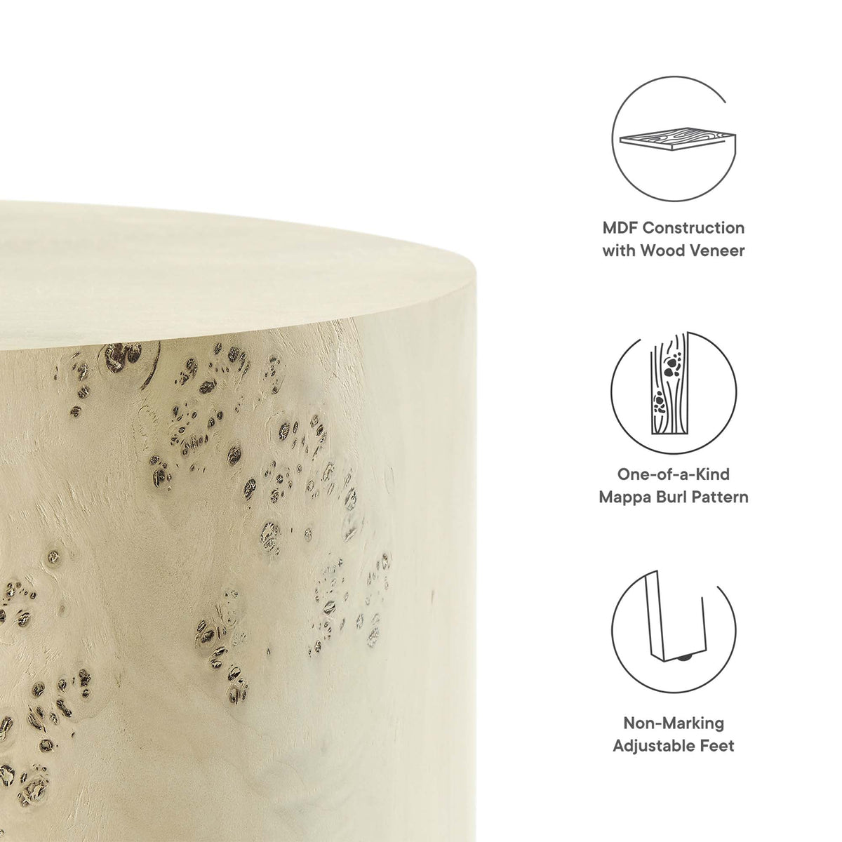 Cosmos 16" Round Burl Wood Side Table by Modway, photo 3 of 18