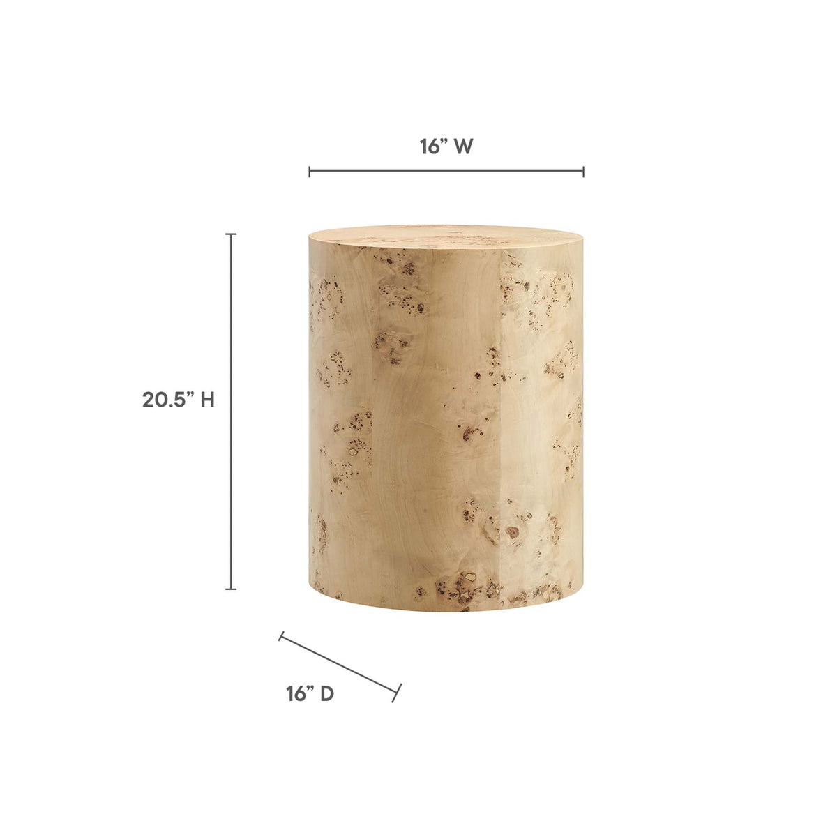 Cosmos 16" Round Burl Wood Side Table by Modway, photo 11 of 18