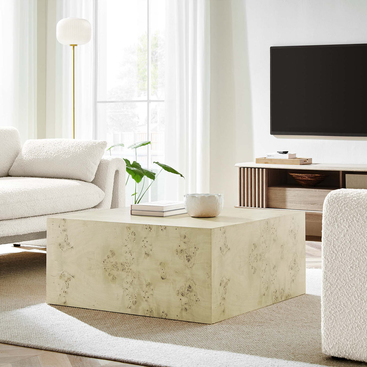 Cosmos 36" Square Burl Wood Coffee Table by Modway, photo 8 of 18