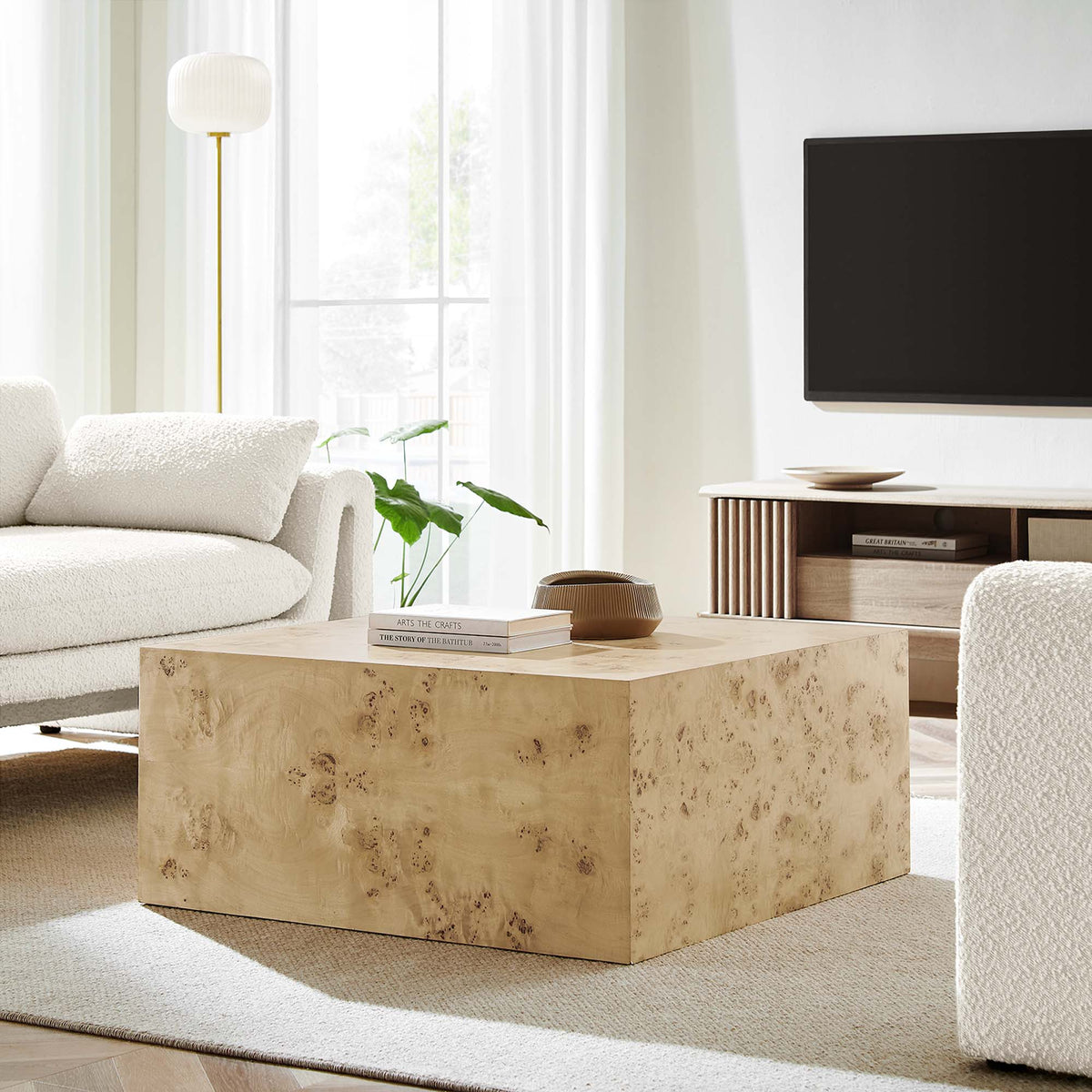 Cosmos 36" Square Burl Wood Coffee Table by Modway, photo 17 of 18