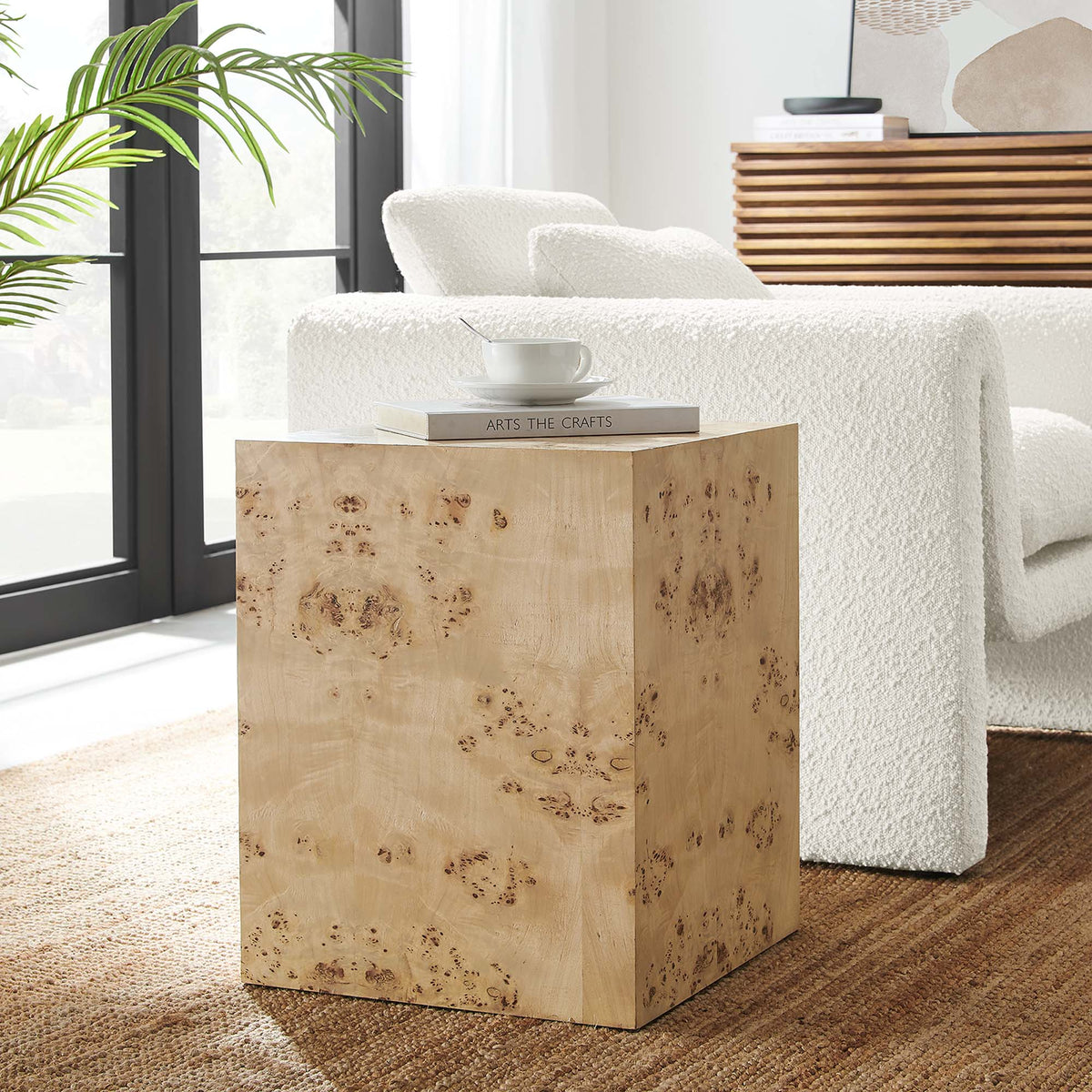 Cosmos 16" Square Burl Wood Side Table by Modway, photo 17 of 18