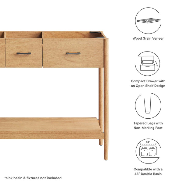 Zaire 48" Double Sink Compatible Bathroom Vanity Cabinet (Sink Basin Not Included) by Modway, photo 2 of 20