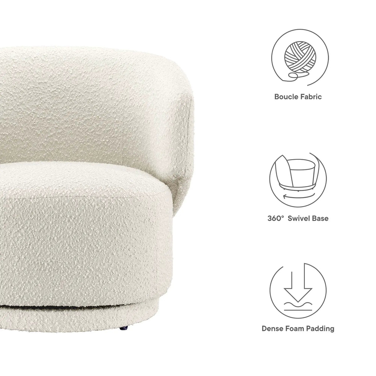 Celestia Boucle Fabric Swivel Chair by Modway by HouseOfZazla