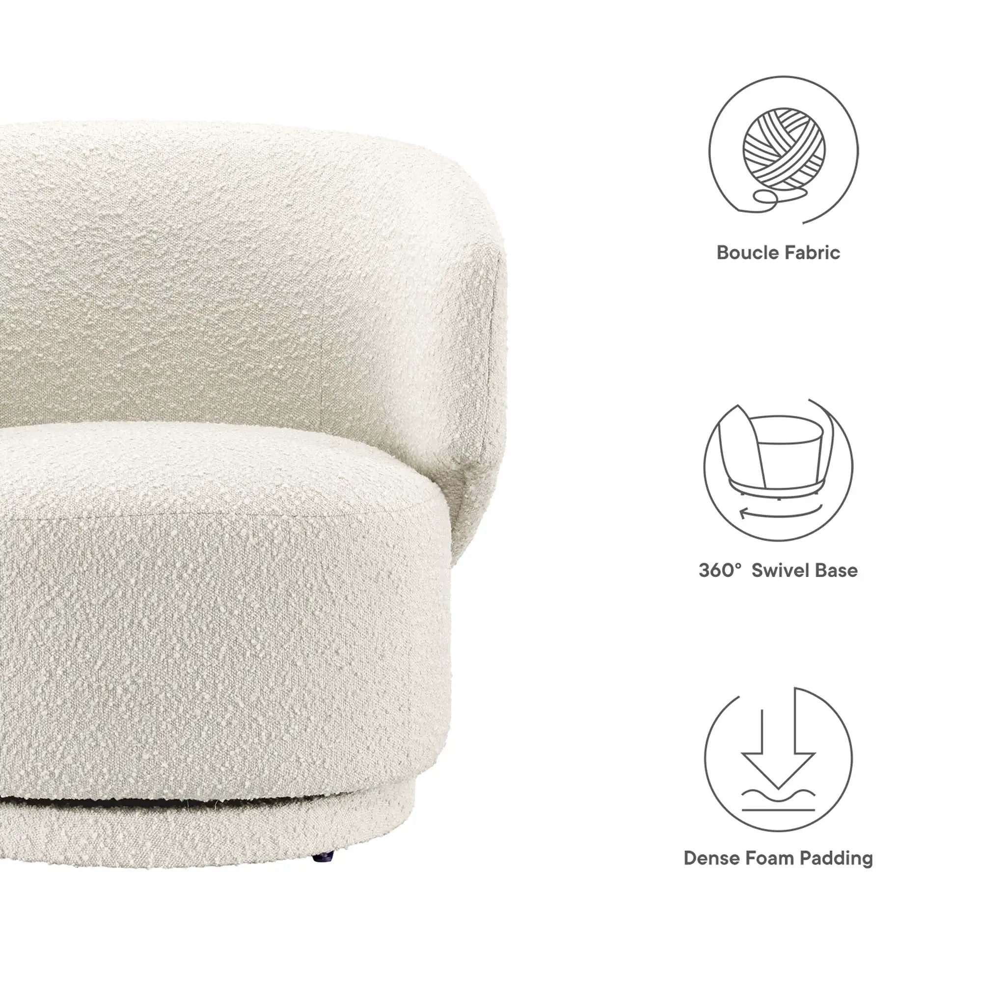 Celestia Boucle Fabric Swivel Chair by Modway by HouseOfZazla