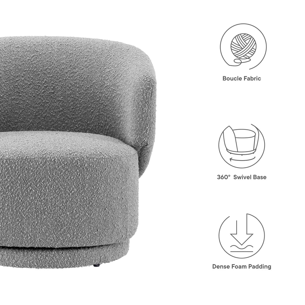 Celestia Boucle Fabric Swivel Chair by Modway by HouseOfZazla