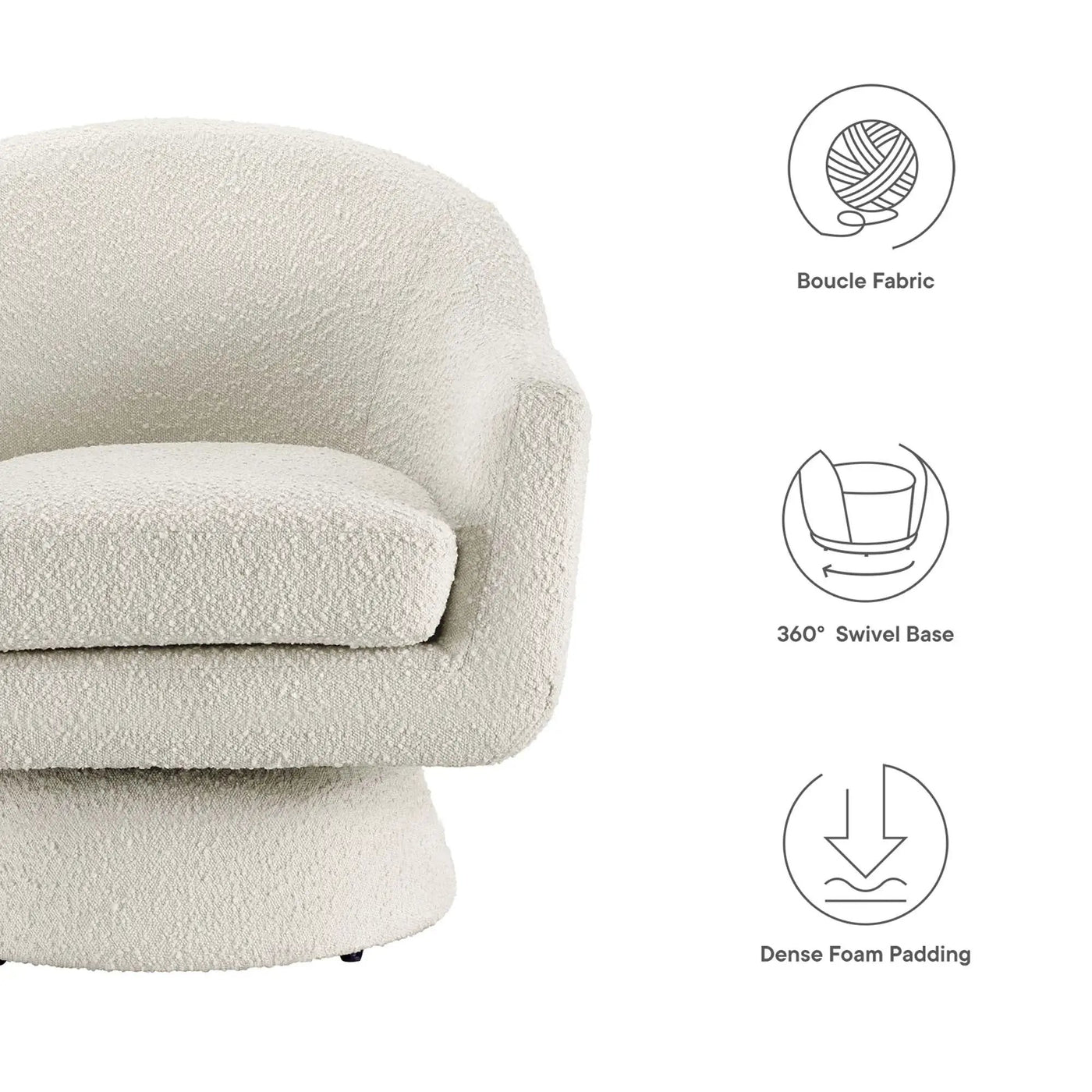 Astral Boucle Fabric Swivel Chair by Modway by HouseOfZazla