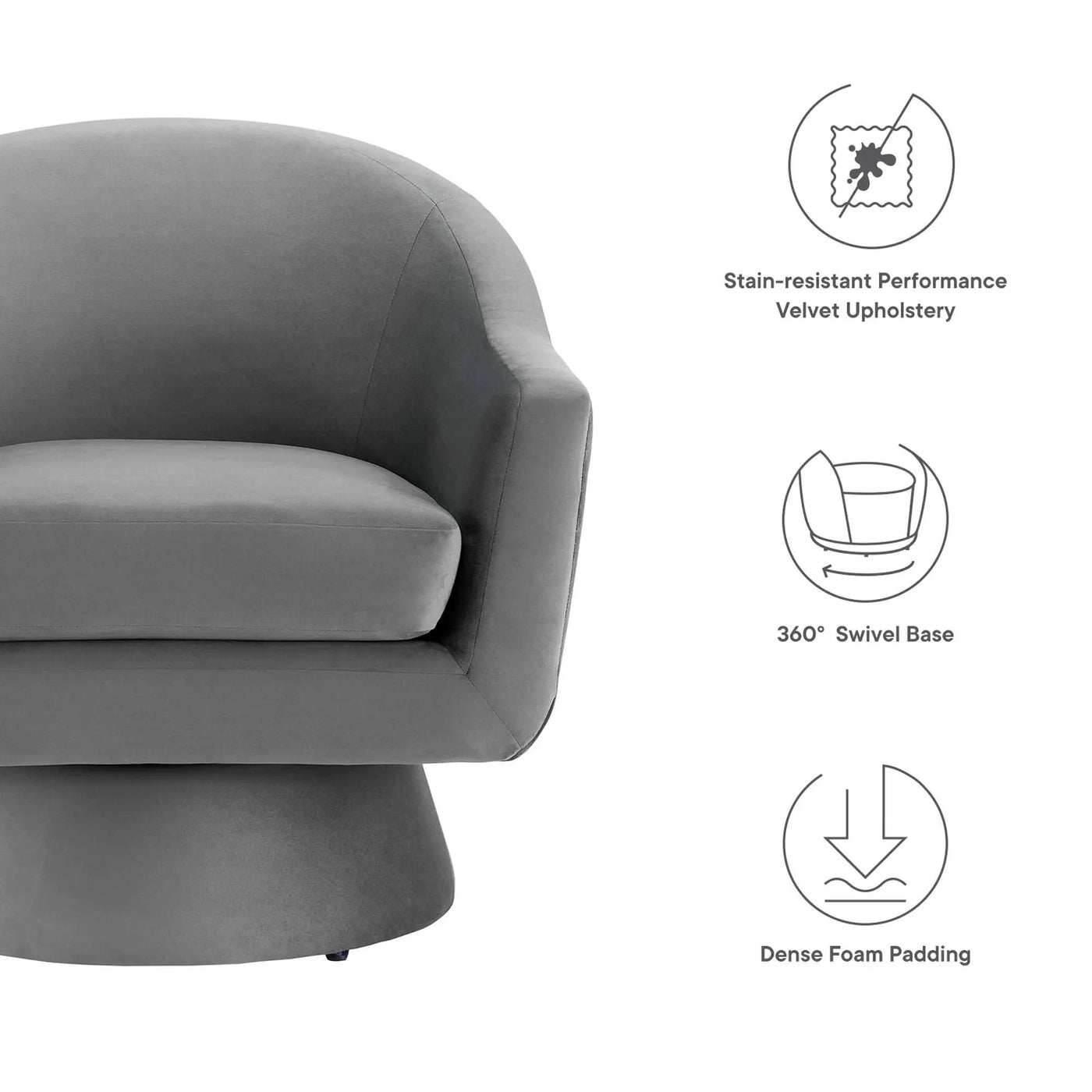Astral Performance Velvet Fabric and Wood Swivel Chair by Modway by HouseOfZazla