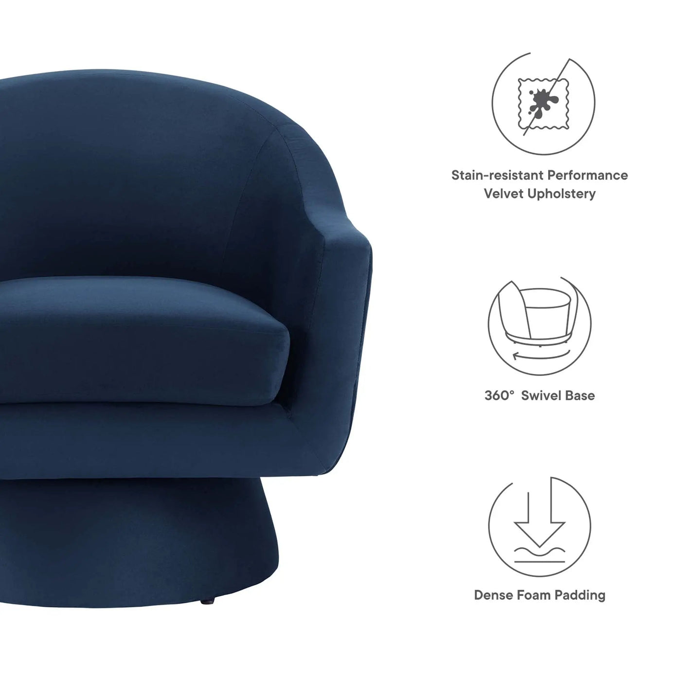 Astral Performance Velvet Fabric and Wood Swivel Chair by Modway by HouseOfZazla