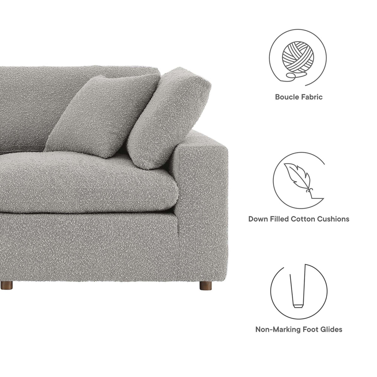 Commix Down Filled Overstuffed Boucle Fabric Loveseat by Modway, photo 12 of 15