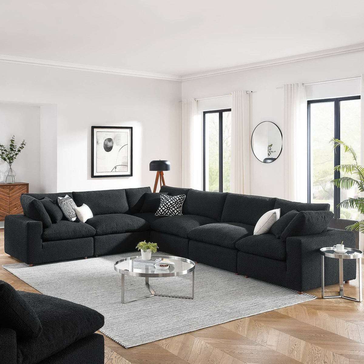 Commix 6-Piece Down Filled Overstuffed Boucle Fabric Sectional Sofa by Modway, photo 4 of 30