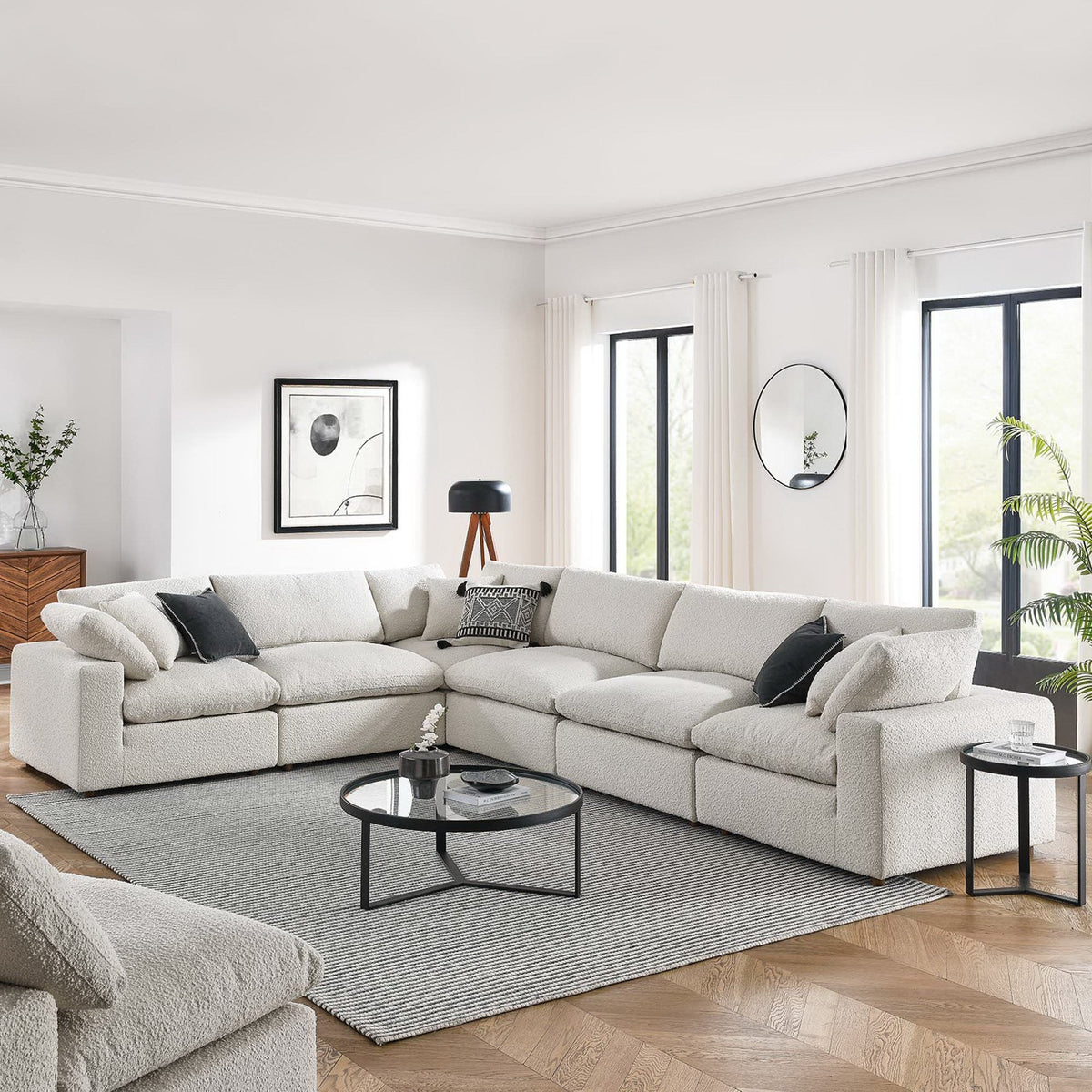 Commix 6-Piece Down Filled Overstuffed Boucle Fabric Sectional Sofa by Modway, photo 9 of 30