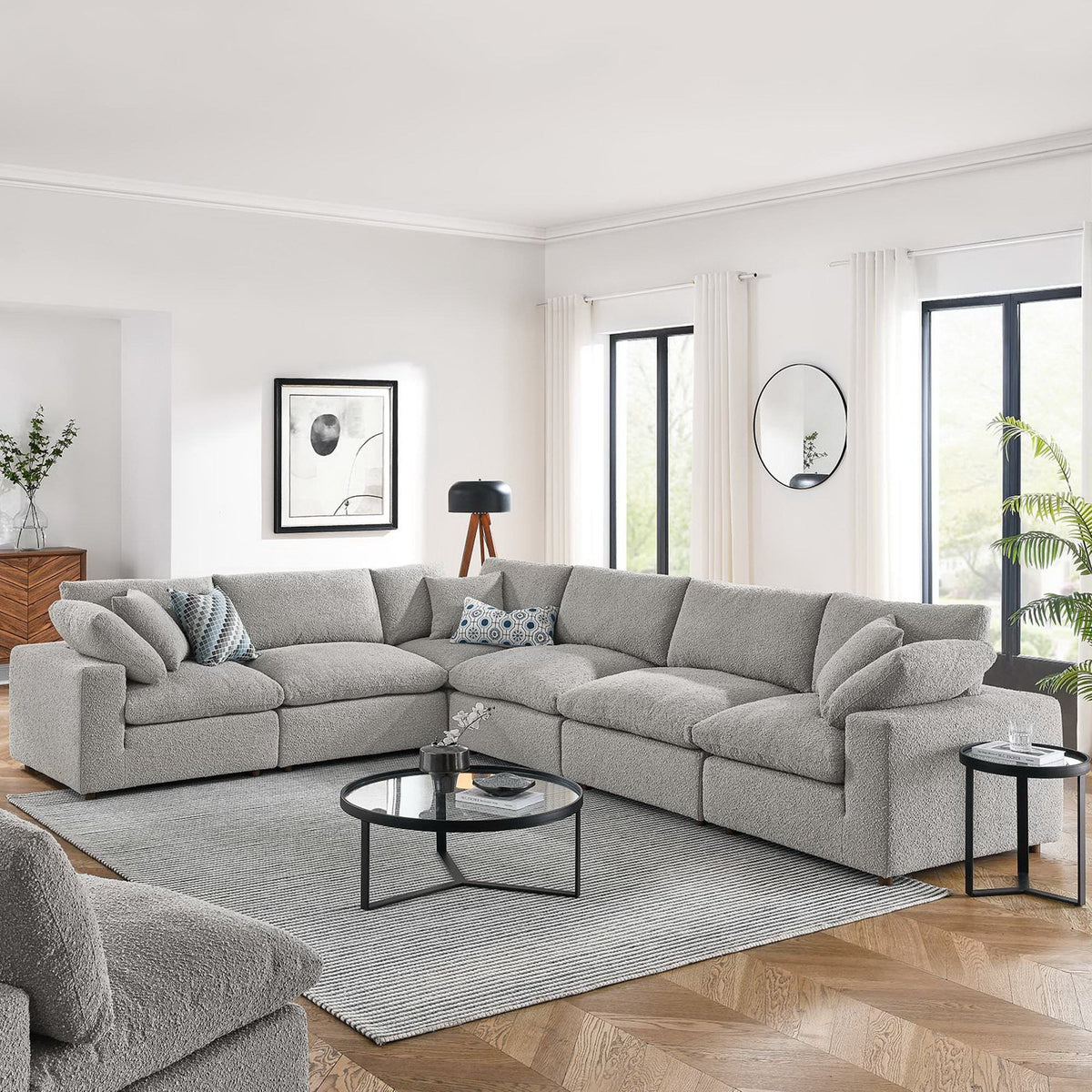 Commix 6-Piece Down Filled Overstuffed Boucle Fabric Sectional Sofa by Modway, photo 14 of 30