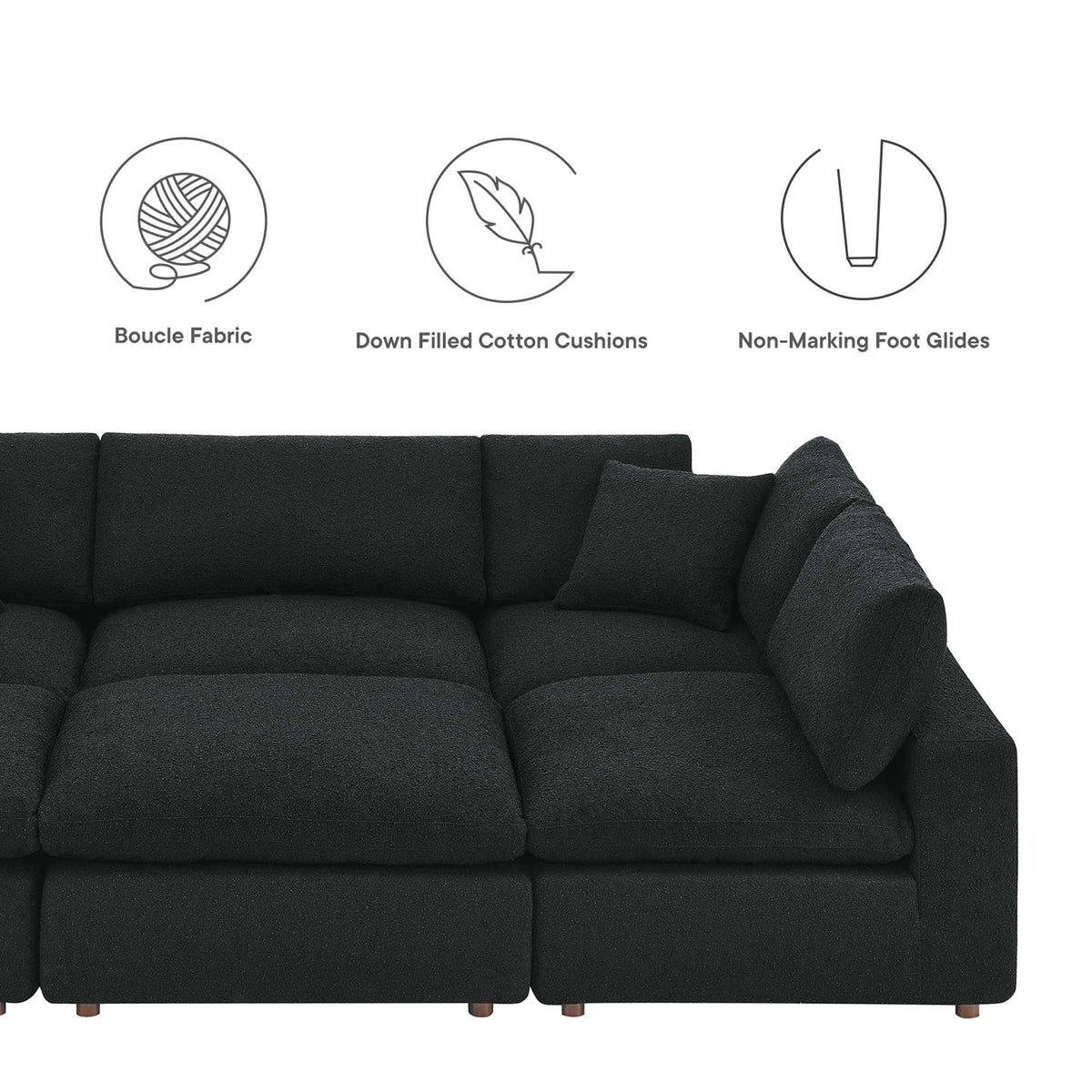 Commix 6-Piece Down Filled Overstuffed Boucle Fabric Sectional Sofa by Modway, photo 17 of 30