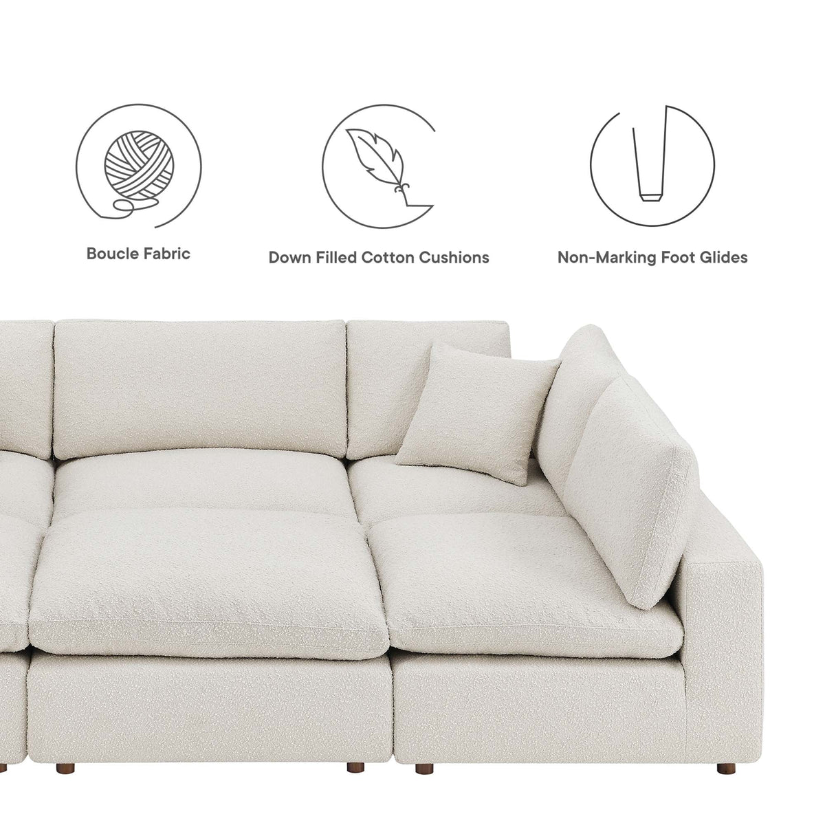 Commix 6-Piece Down Filled Overstuffed Boucle Fabric Sectional Sofa by Modway, photo 22 of 30
