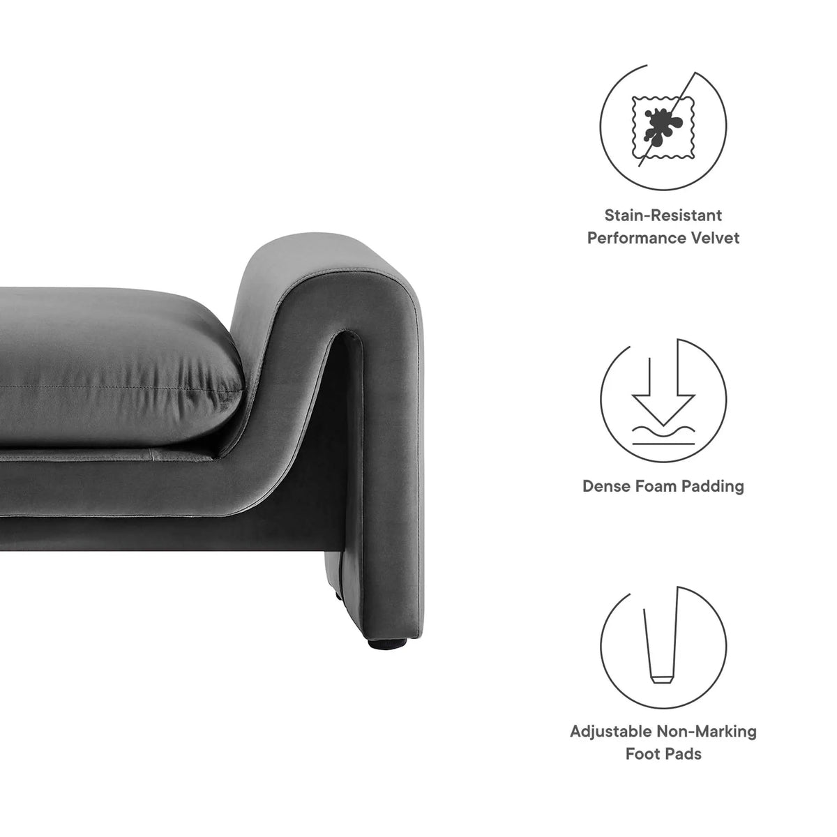 Waverly Performance Velvet Bench by Modway by HouseOfZazla