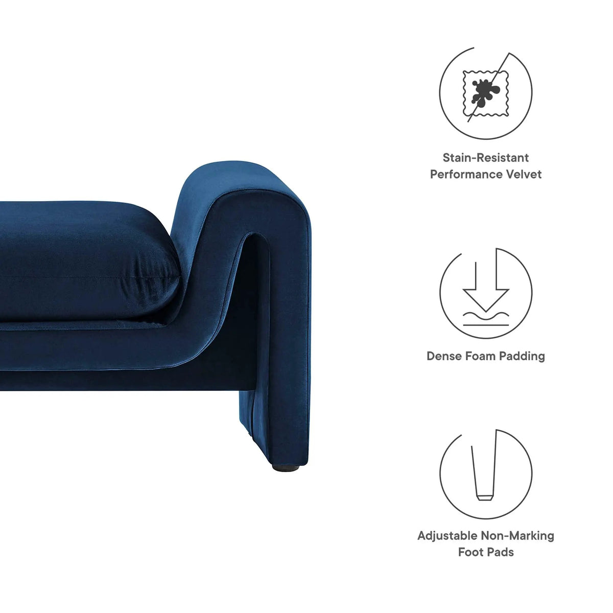 Waverly Performance Velvet Bench by Modway by HouseOfZazla
