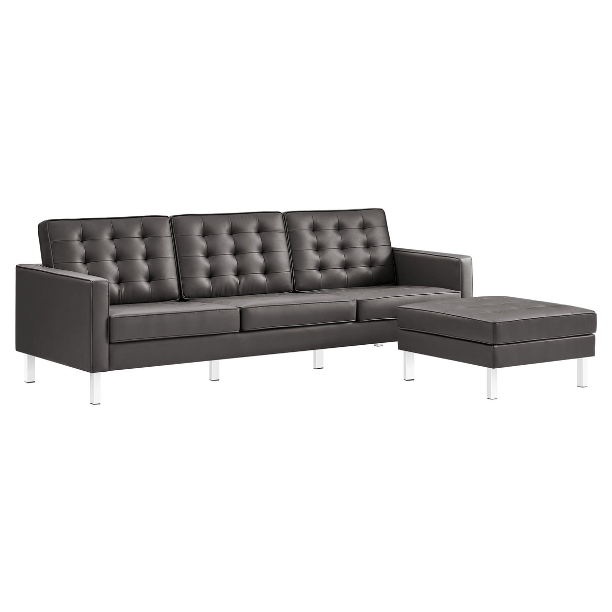 Loft Tufted Vegan Leather Sofa and Ottoman Set by Modway, photo 11 of 39