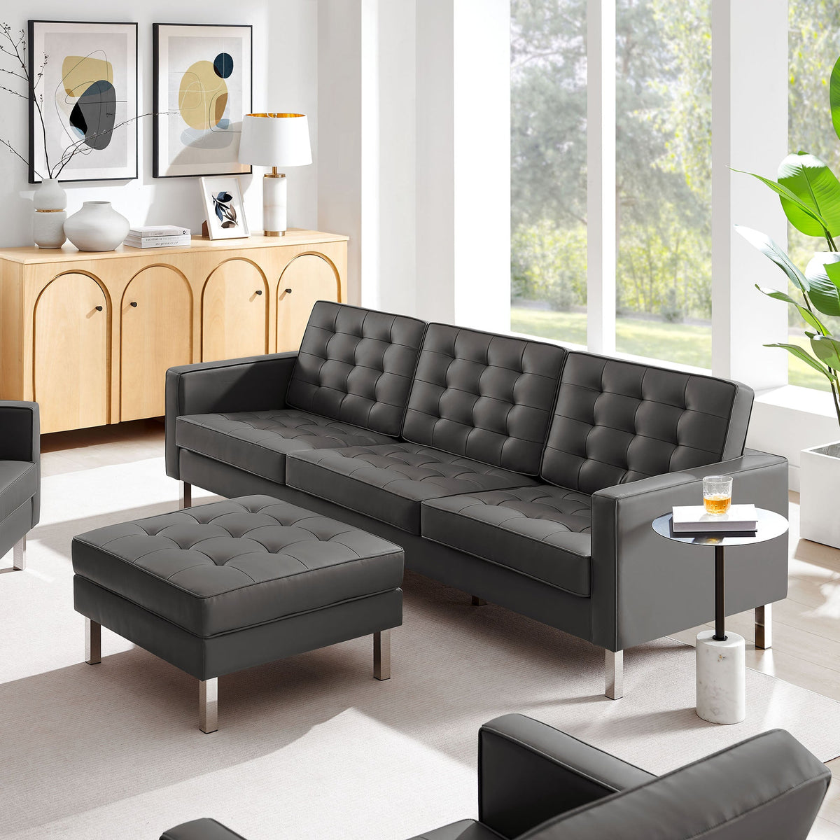 Loft Tufted Vegan Leather Sofa and Ottoman Set by Modway, photo 19 of 39