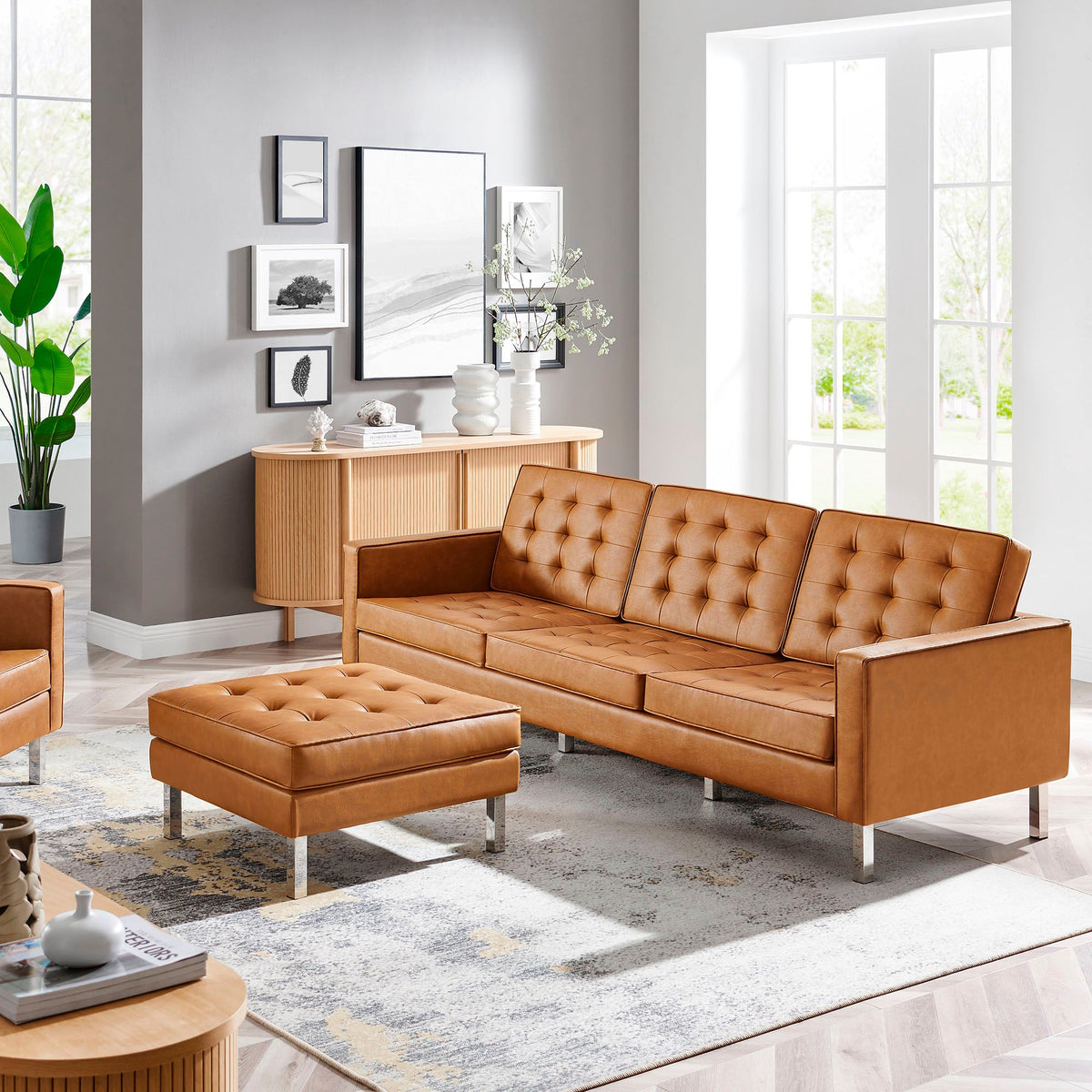 Loft Tufted Vegan Leather Sofa and Ottoman Set by Modway, photo 29 of 39