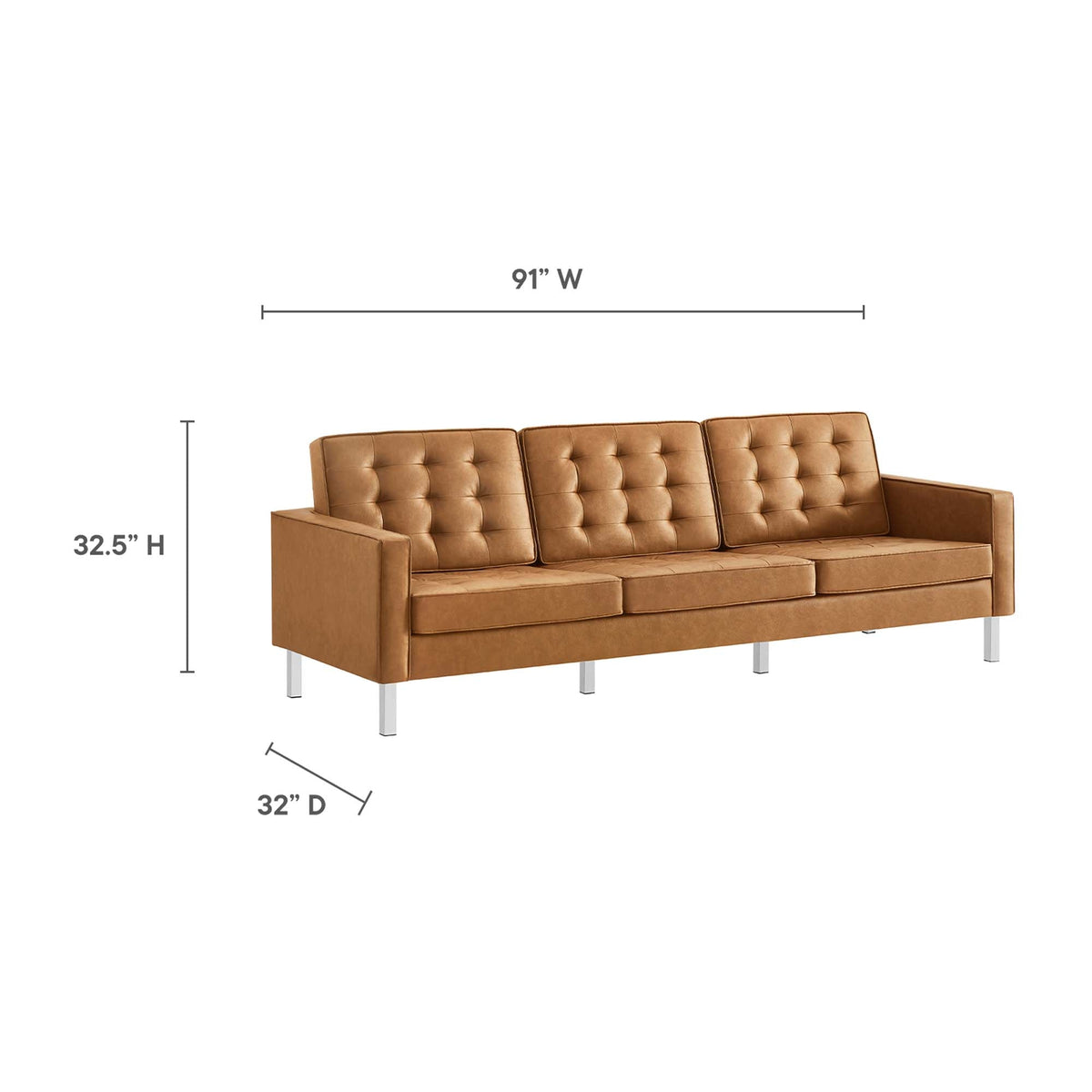 Loft Tufted Vegan Leather Sofa and Ottoman Set by Modway, photo 22 of 39