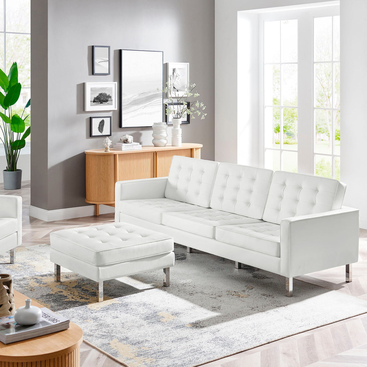 Loft Tufted Vegan Leather Sofa and Ottoman Set by Modway, photo 39 of 39