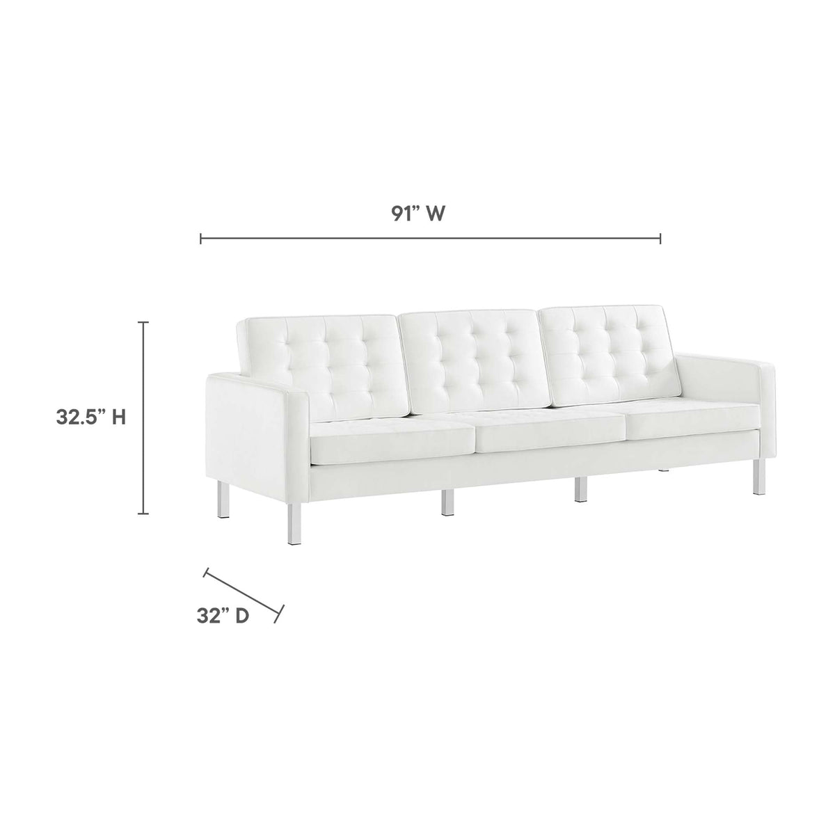 Loft Tufted Vegan Leather Sofa and Ottoman Set by Modway, photo 32 of 39