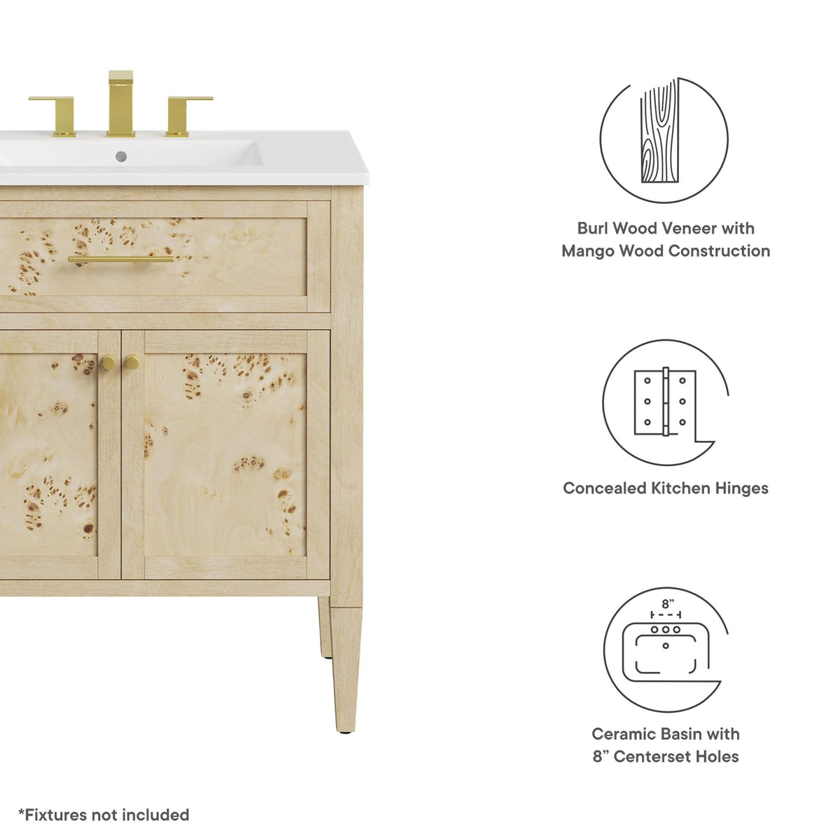 Elysian 30" Wood Bathroom Vanity by Modway - EEI-6443, photo 2 of 12