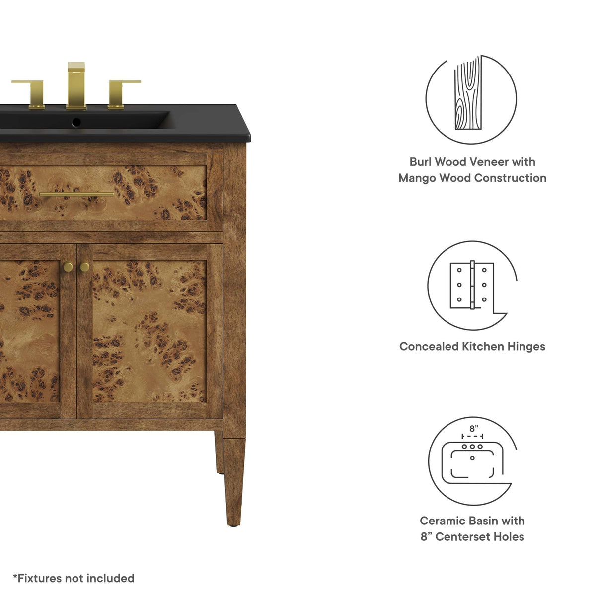 Elysian 30" Wood Bathroom Vanity by Modway - EEI-6446, photo 2 of 12
