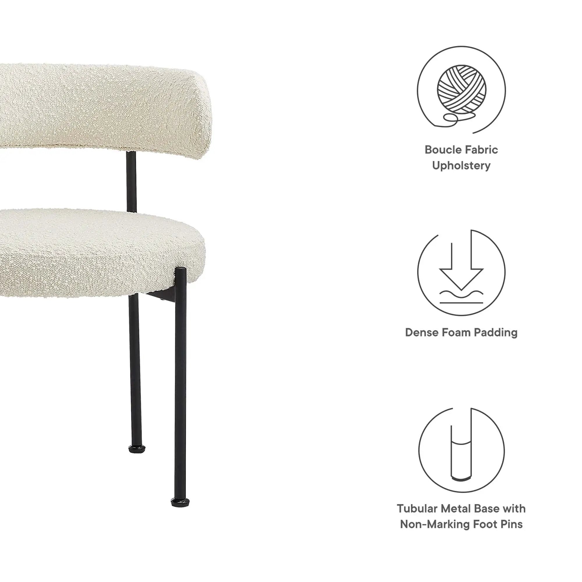 Albie Boucle Fabric Dining Chairs Set of 2 by Modway by HouseOfZazla