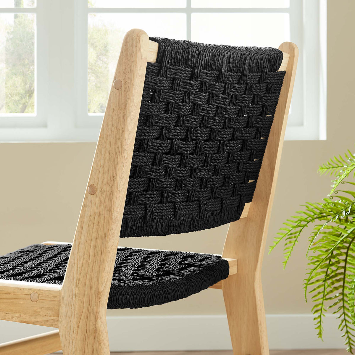 Saoirse Woven Rope Wood Dining Side Chair Set of 2 by Modway, photo 11 of 40