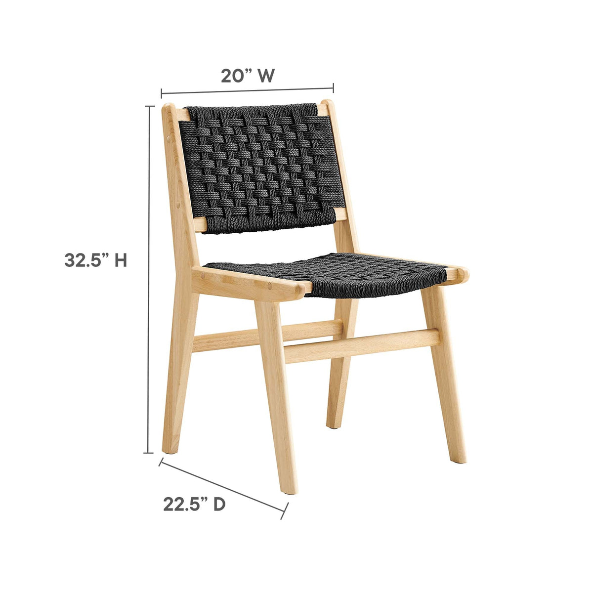 Saoirse Woven Rope Wood Dining Side Chair Set of 2 by Modway, photo 3 of 40