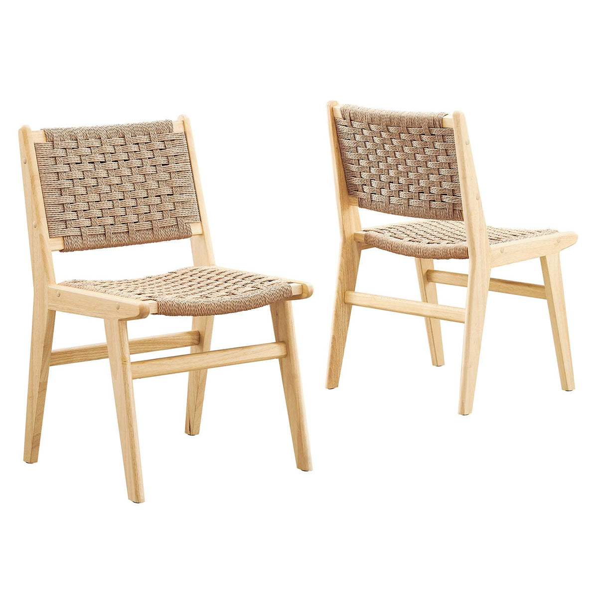 Saoirse Woven Rope Wood Dining Side Chair Set of 2 by Modway, photo 12 of 40
