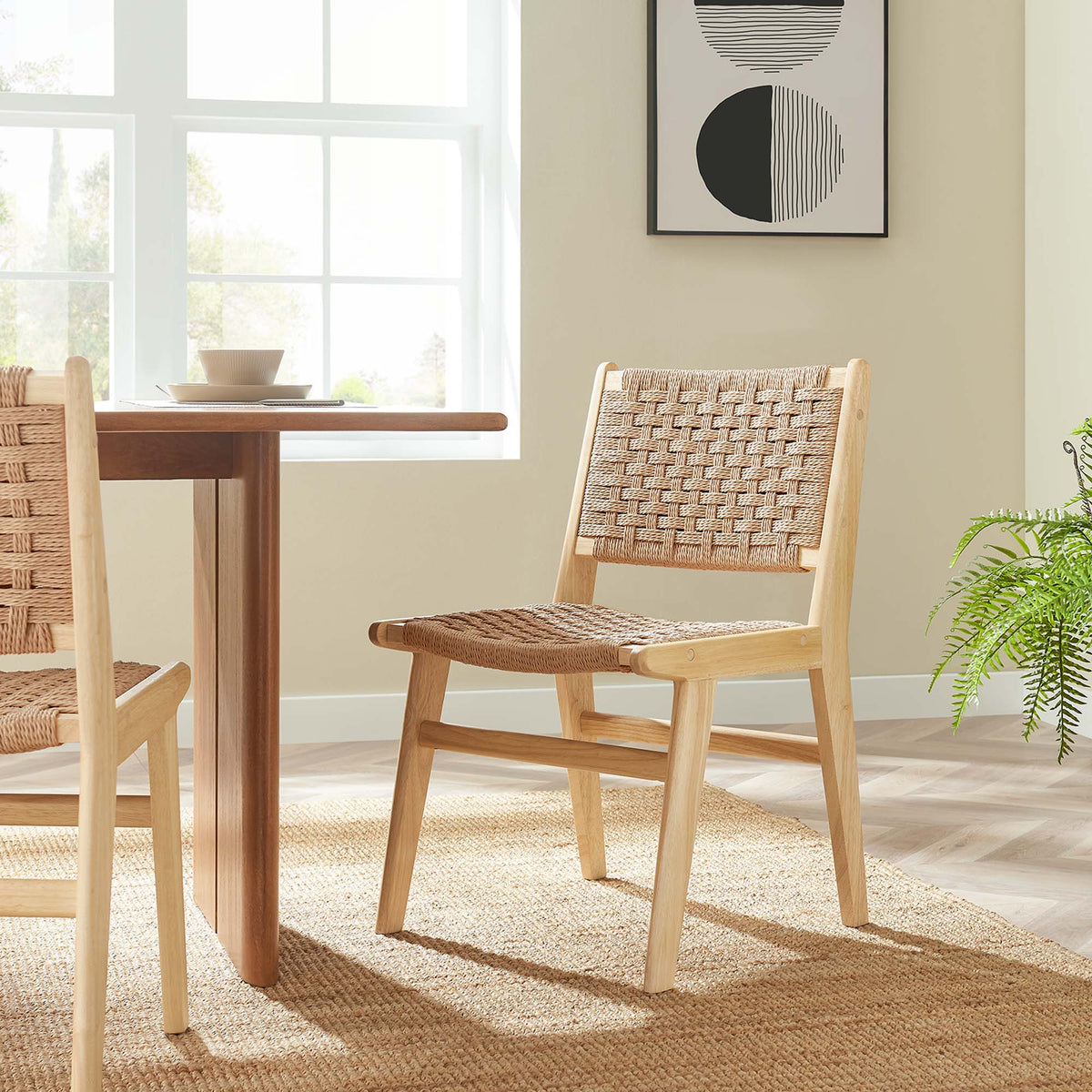 Saoirse Woven Rope Wood Dining Side Chair Set of 2 by Modway, photo 21 of 40