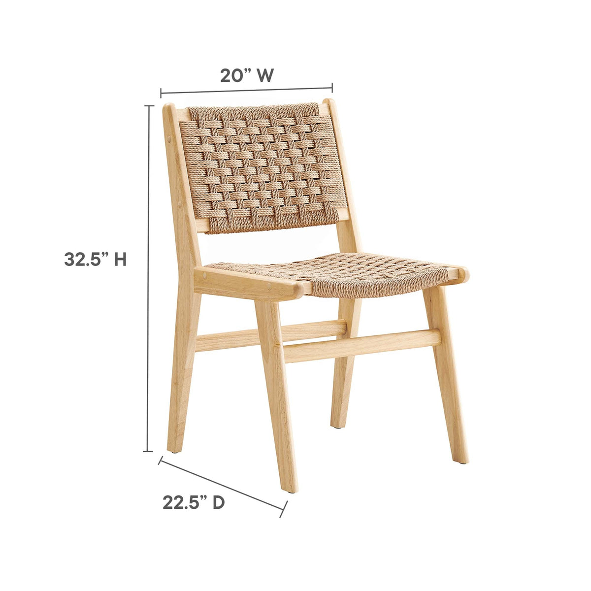 Saoirse Woven Rope Wood Dining Side Chair Set of 2 by Modway, photo 14 of 40