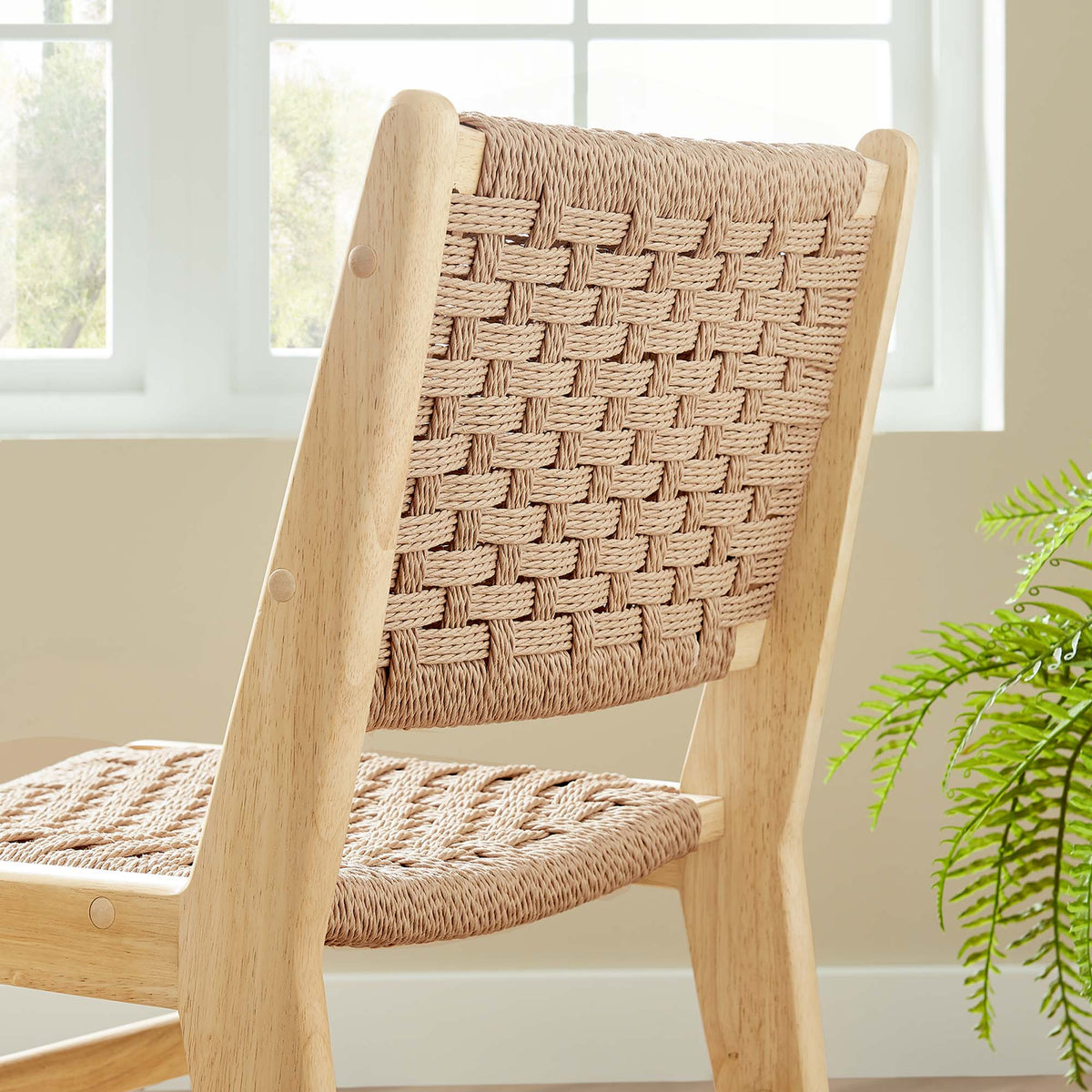Saoirse Woven Rope Wood Dining Side Chair Set of 2 by Modway, photo 22 of 40