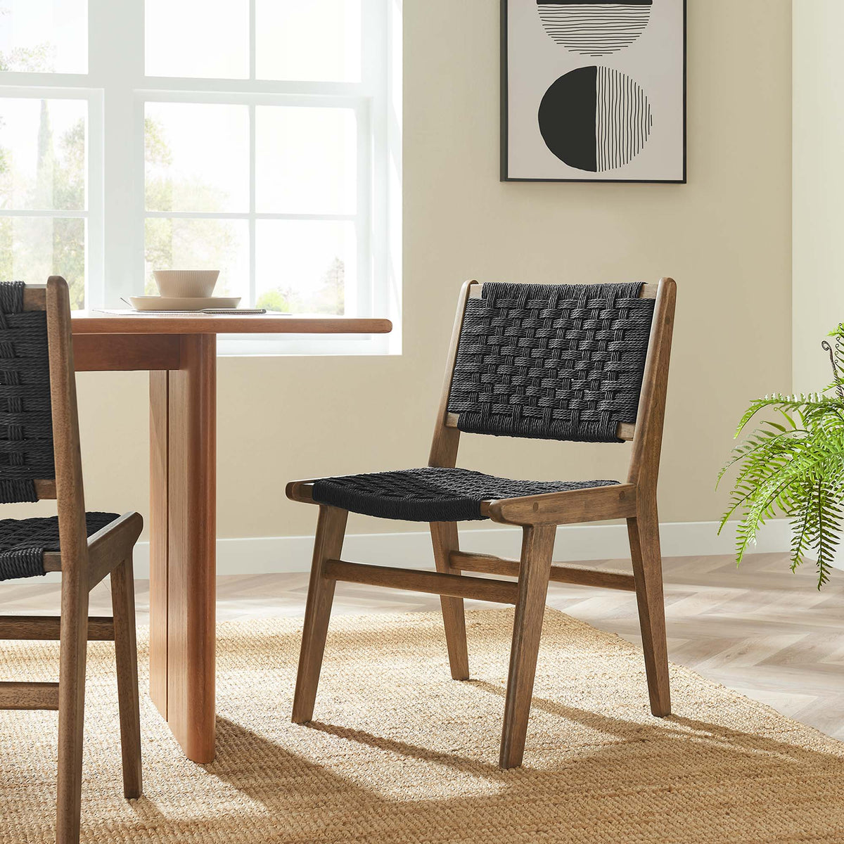 Saoirse Woven Rope Wood Dining Side Chair Set of 2 by Modway, photo 33 of 40