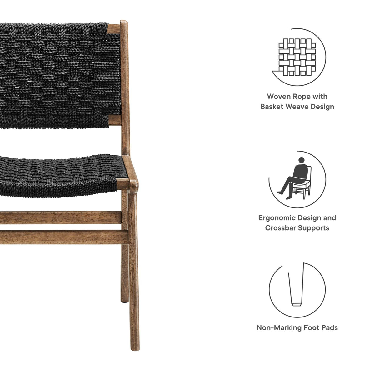 Saoirse Woven Rope Wood Dining Side Chair Set of 2 by Modway, photo 24 of 40