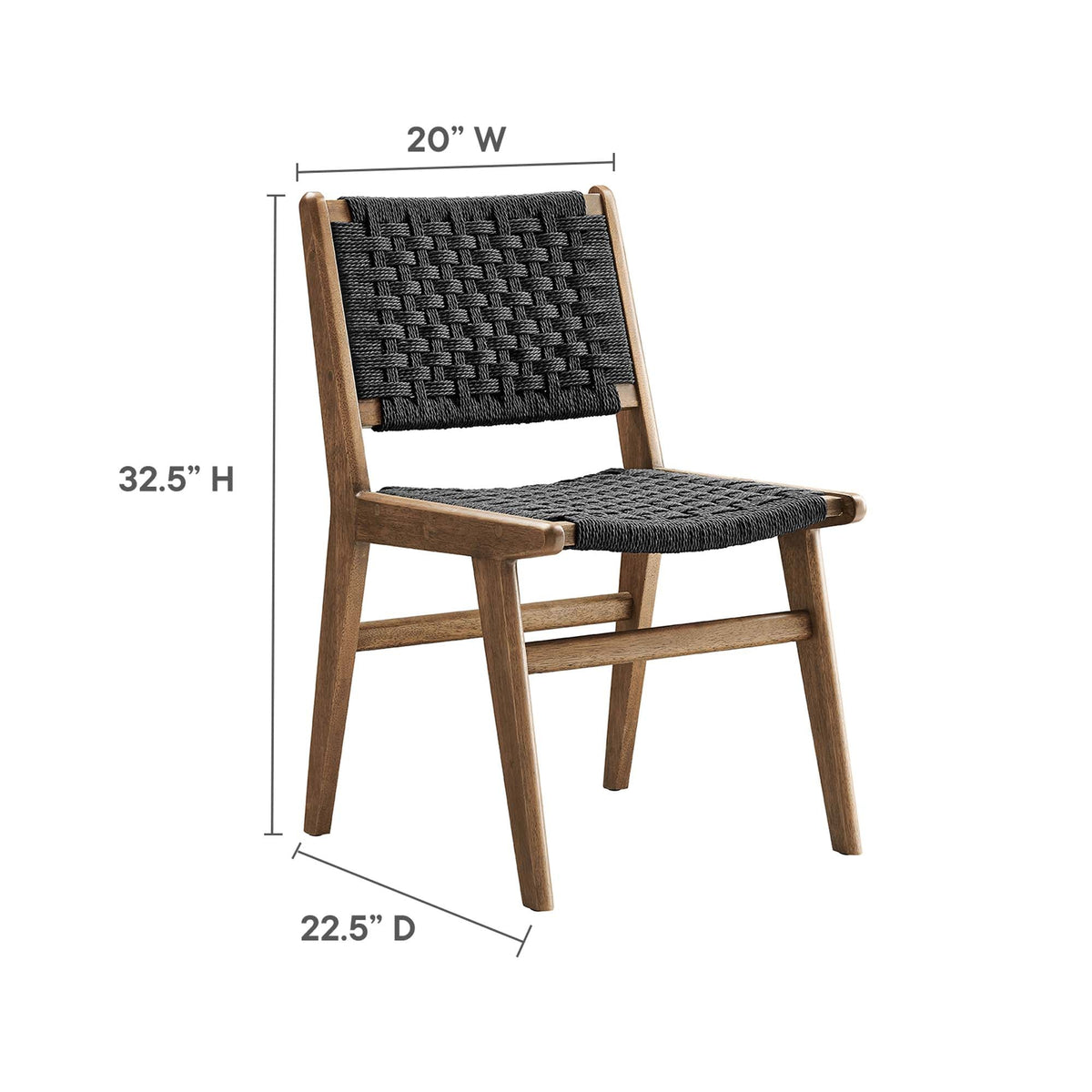Saoirse Woven Rope Wood Dining Side Chair Set of 2 by Modway, photo 25 of 40