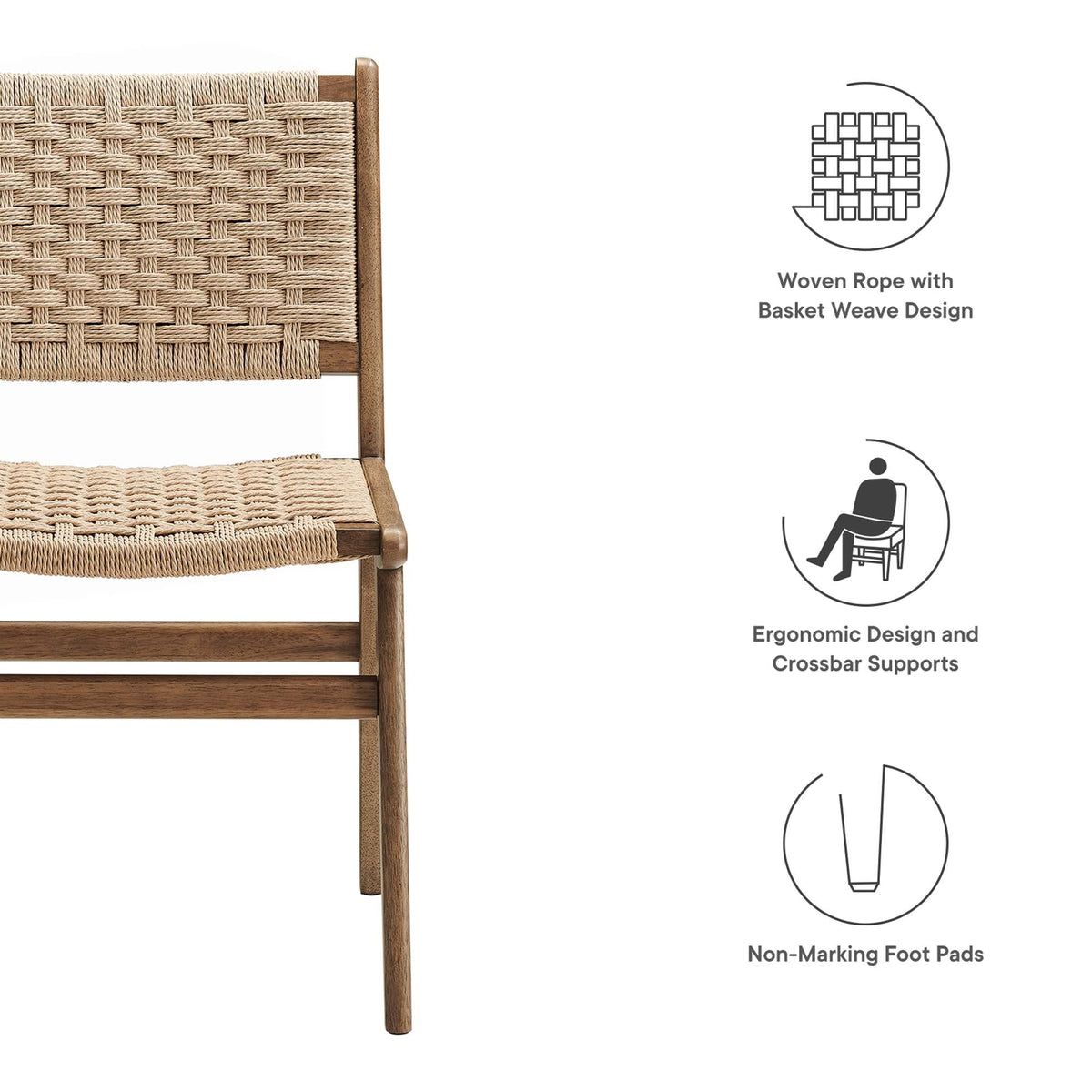 Saoirse Woven Rope Wood Dining Side Chair Set of 2 by Modway, photo 35 of 40