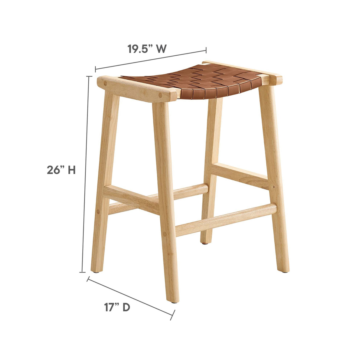 Saoirse Faux Leather Wood Counter Stool Set of 2 by Modway, photo 3 of 30