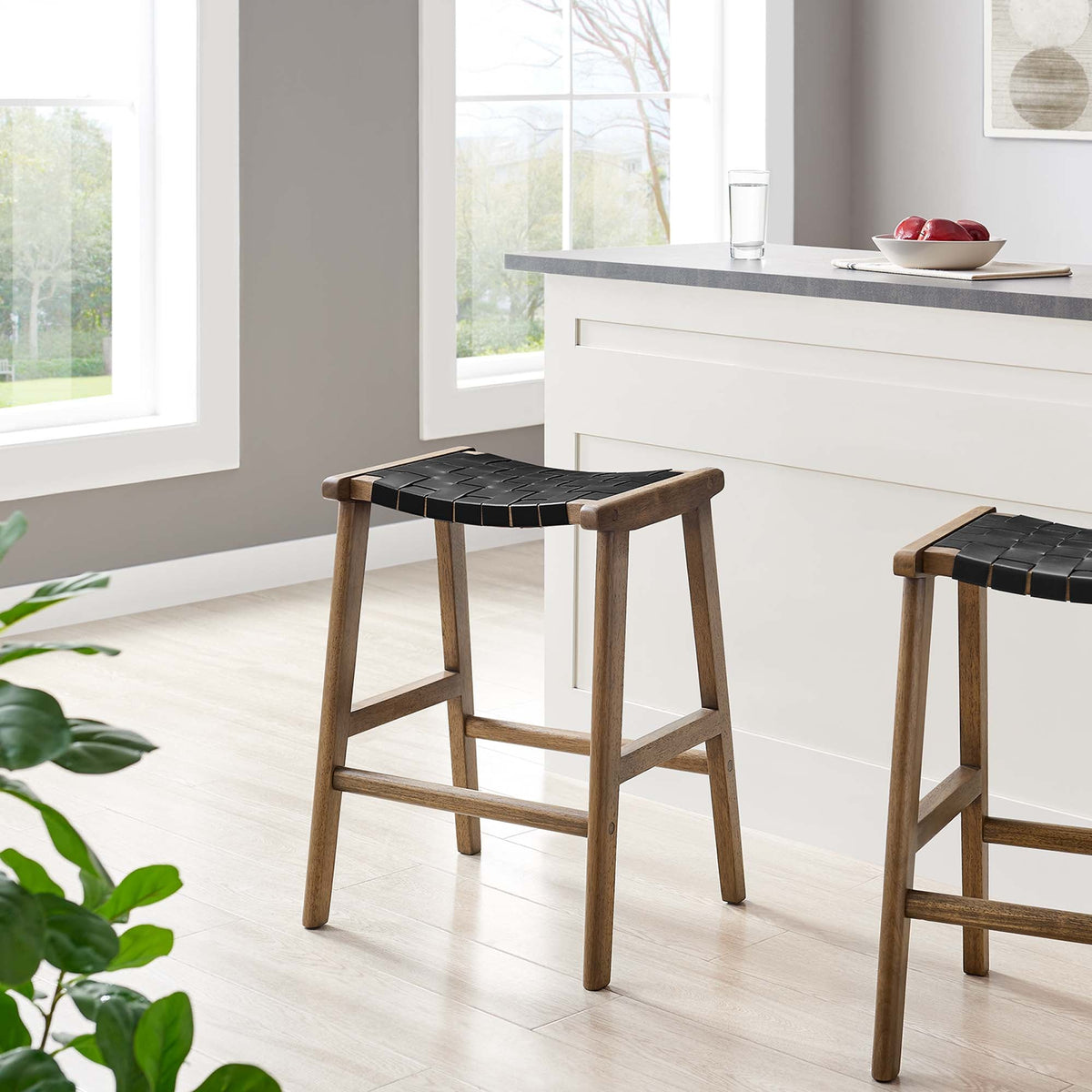Saoirse Faux Leather Wood Counter Stool Set of 2 by Modway, photo 18 of 30