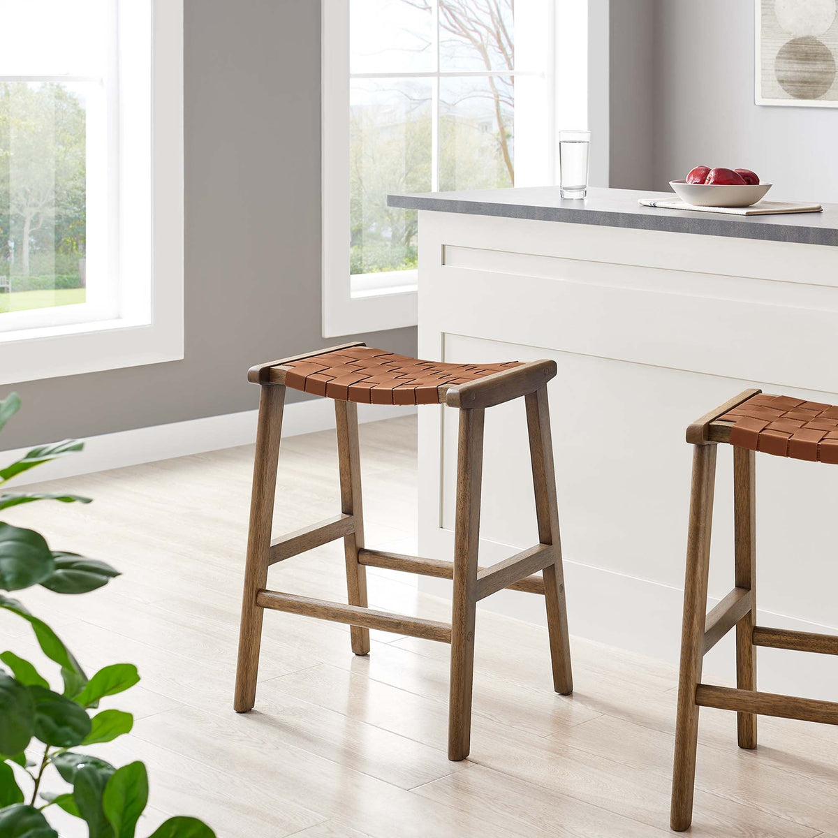 Saoirse Faux Leather Wood Counter Stool Set of 2 by Modway, photo 28 of 30